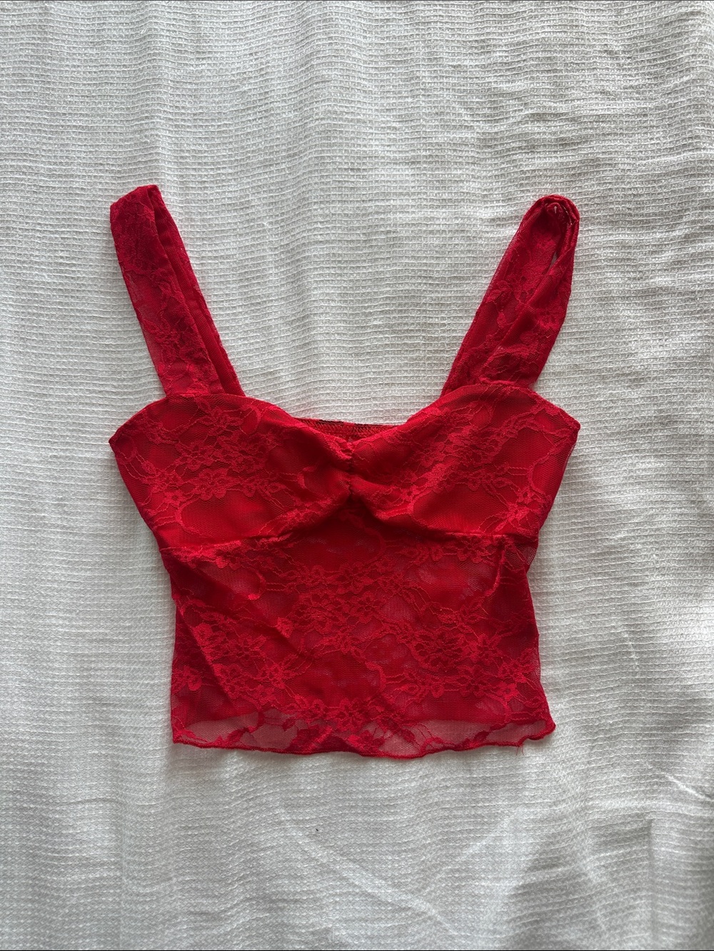 Red Lace Cropped Cami Top